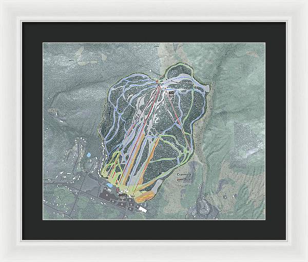 Cranmore Mountain Ski Trail Map - Framed Print