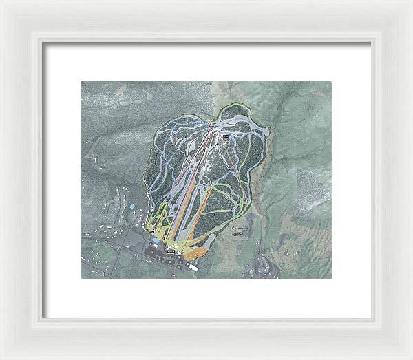 Cranmore Mountain Ski Trail Map - Framed Print