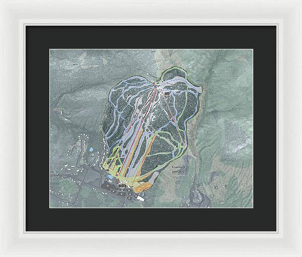 Cranmore Mountain Ski Trail Map - Framed Print