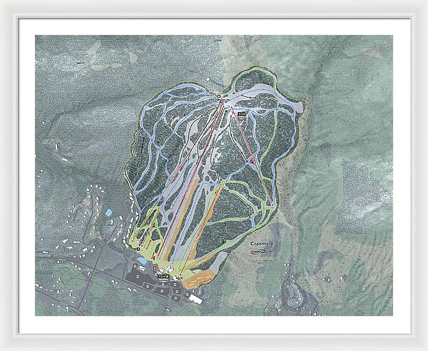 Cranmore Mountain Ski Trail Map - Framed Print