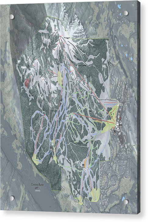 Crested Butte Ski Trail Map - Acrylic Print - Powderaddicts