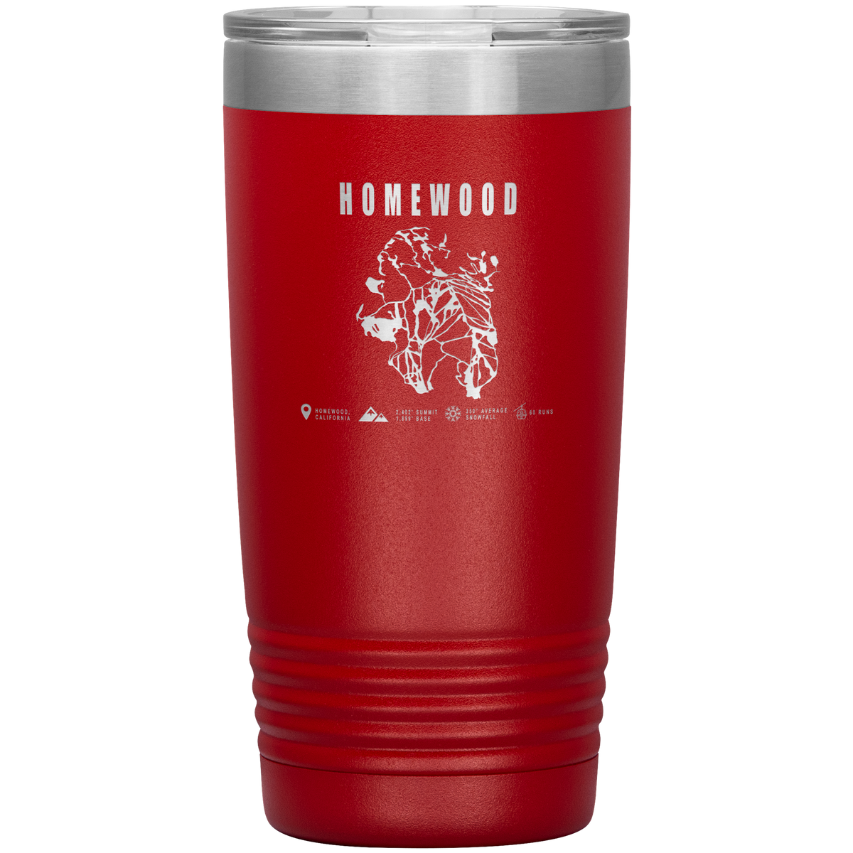 Homewood, California Ski Trail Map 20oz Tumbler - Powderaddicts