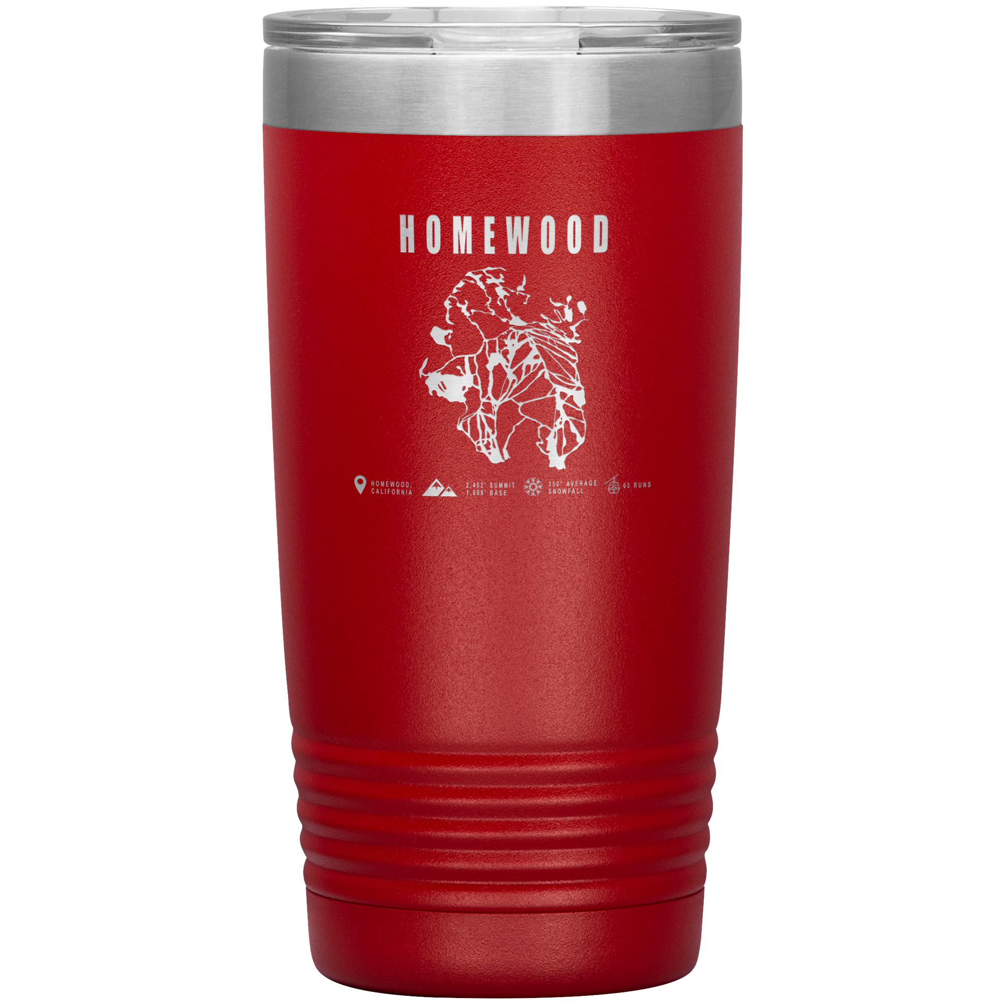Homewood, California Ski Trail Map 20oz Tumbler - Powderaddicts