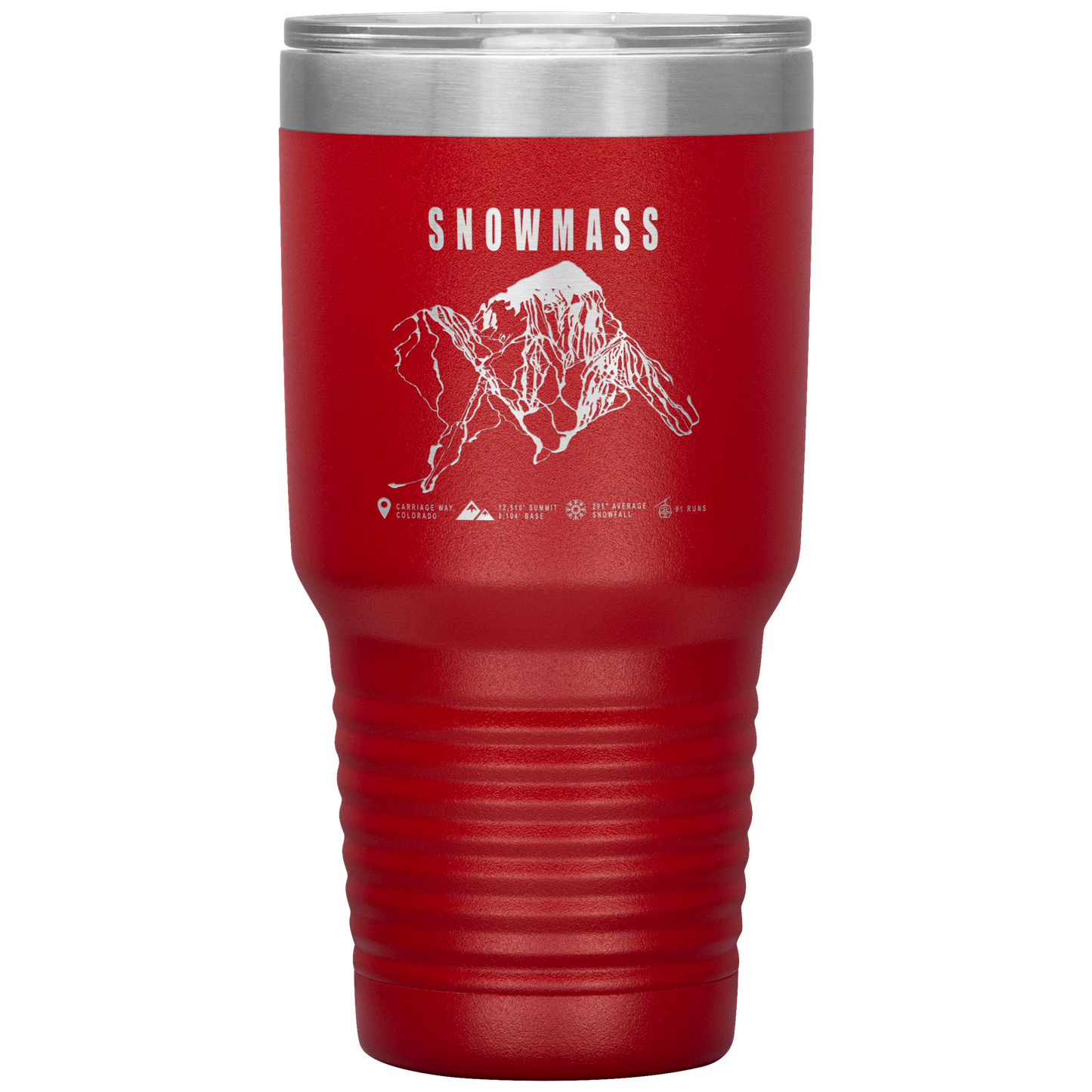 Snowmass Colorado Ski Trail Map 30oz Tumbler - Powderaddicts