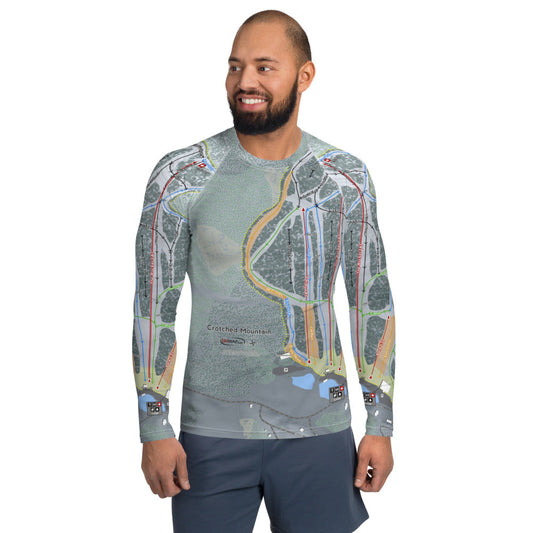 Crotched Mountain, New Hampshire Ski Trail Map Men's Base Layer Top - Powderaddicts