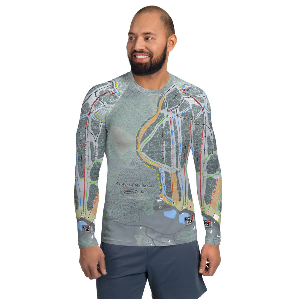 Crotched Mountain, New Hampshire Ski Trail Map Men's Base Layer Top - Powderaddicts