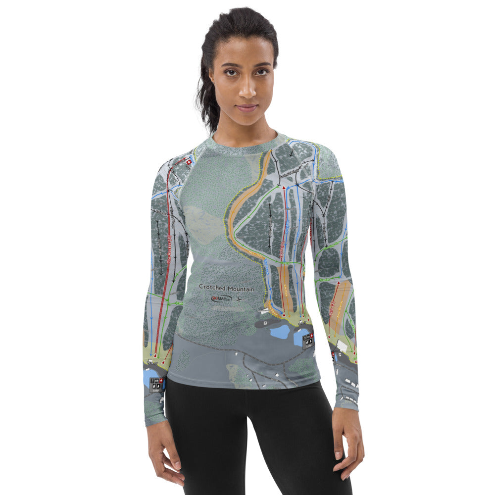 Crotched Mountain, New Hampshire Ski Trail Map Women's Base Layer Top