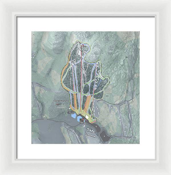 Crotched Mountain Ski Trail Map  - Framed Print - Powderaddicts