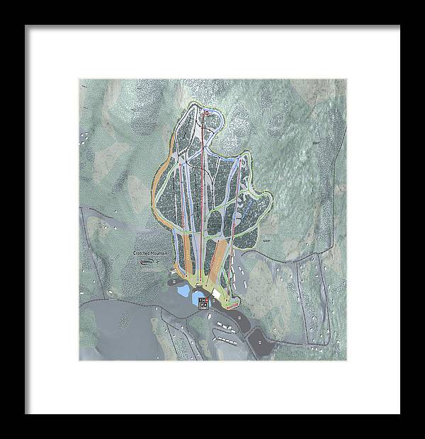 Crotched Mountain Ski Trail Map  - Framed Print - Powderaddicts