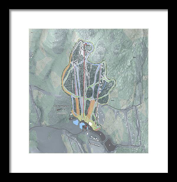 Crotched Mountain Ski Trail Map  - Framed Print - Powderaddicts