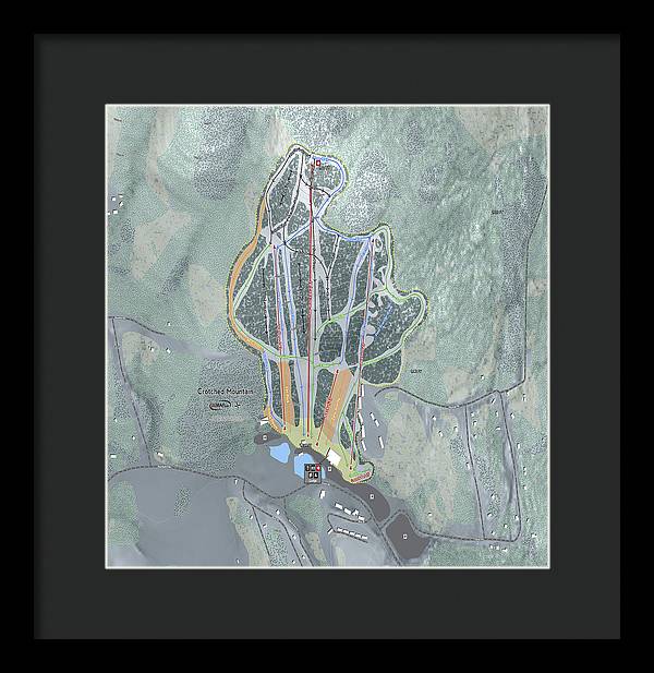 Crotched Mountain Ski Trail Map  - Framed Print - Powderaddicts
