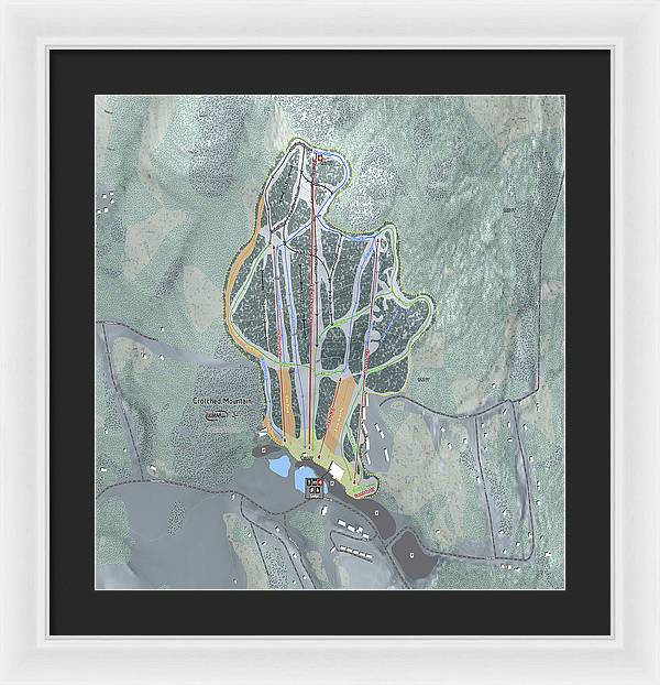 Crotched Mountain Ski Trail Map  - Framed Print - Powderaddicts