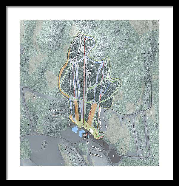 Crotched Mountain Ski Trail Map  - Framed Print - Powderaddicts