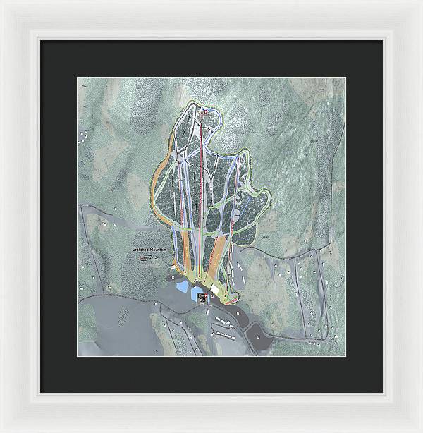 Crotched Mountain Ski Trail Map  - Framed Print - Powderaddicts