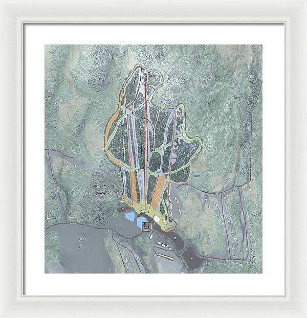 Crotched Mountain Ski Trail Map  - Framed Print - Powderaddicts