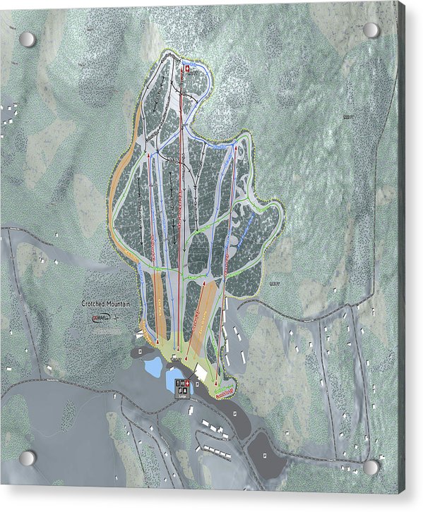Crotched Mountain Ski Trail Map  - Acrylic Print - Powderaddicts