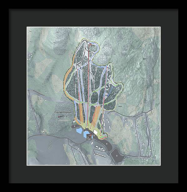 Crotched Mountain Ski Trail Map  - Framed Print - Powderaddicts