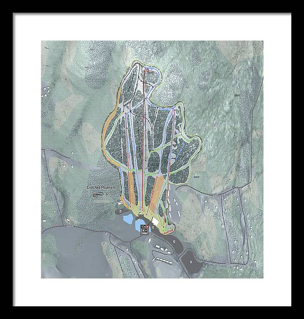 Crotched Mountain Ski Trail Map  - Framed Print - Powderaddicts
