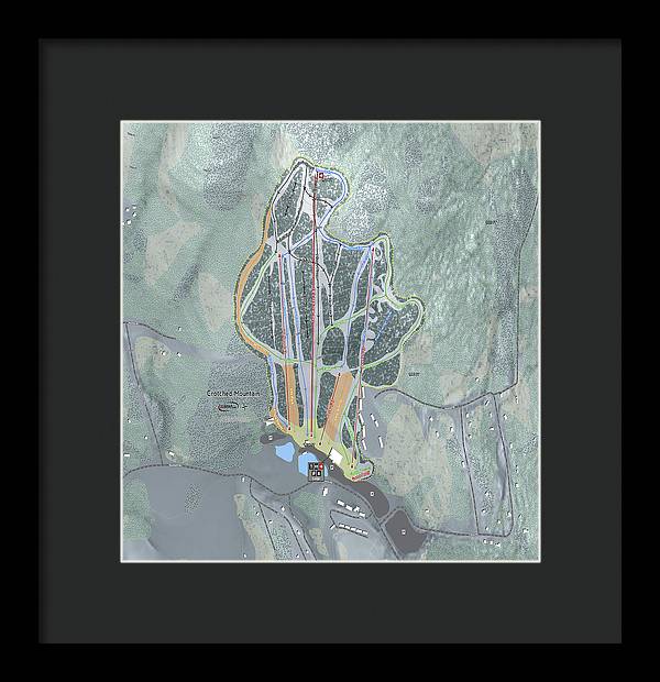 Crotched Mountain Ski Trail Map  - Framed Print - Powderaddicts