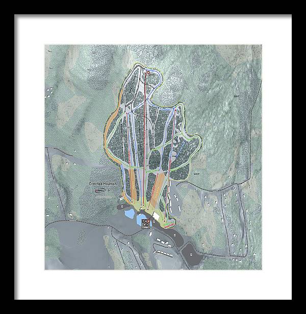 Crotched Mountain Ski Trail Map  - Framed Print - Powderaddicts