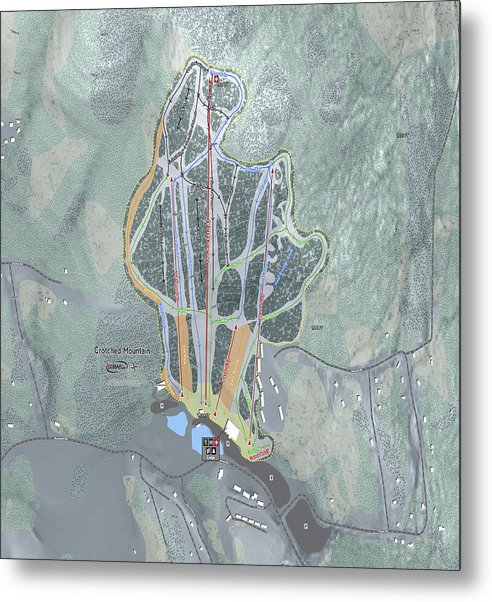 Crotched Mountain Ski Trail Map  - Metal Print - Powderaddicts