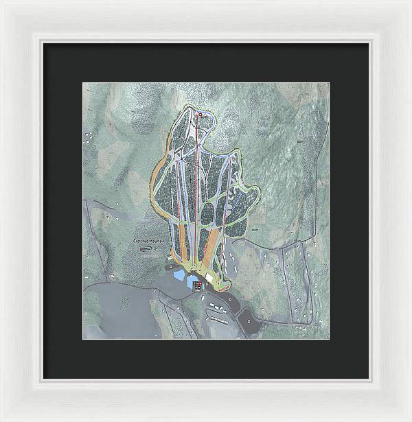Crotched Mountain Ski Trail Map  - Framed Print - Powderaddicts