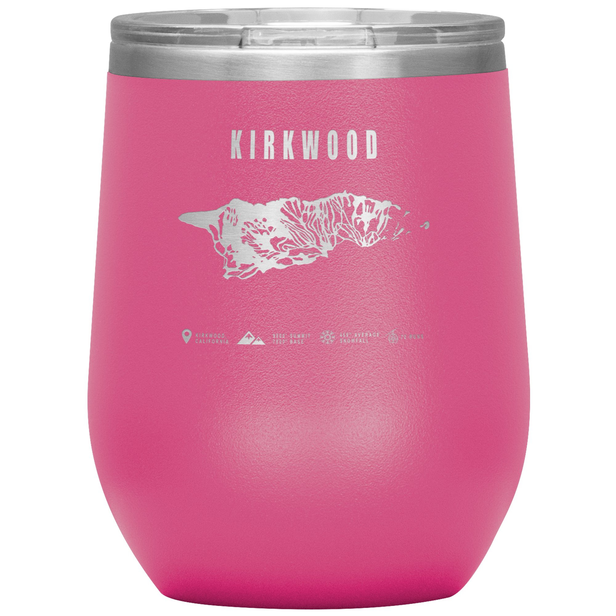Kirkwood, California Ski Trail Map Wine 12oz Tumbler - Powderaddicts