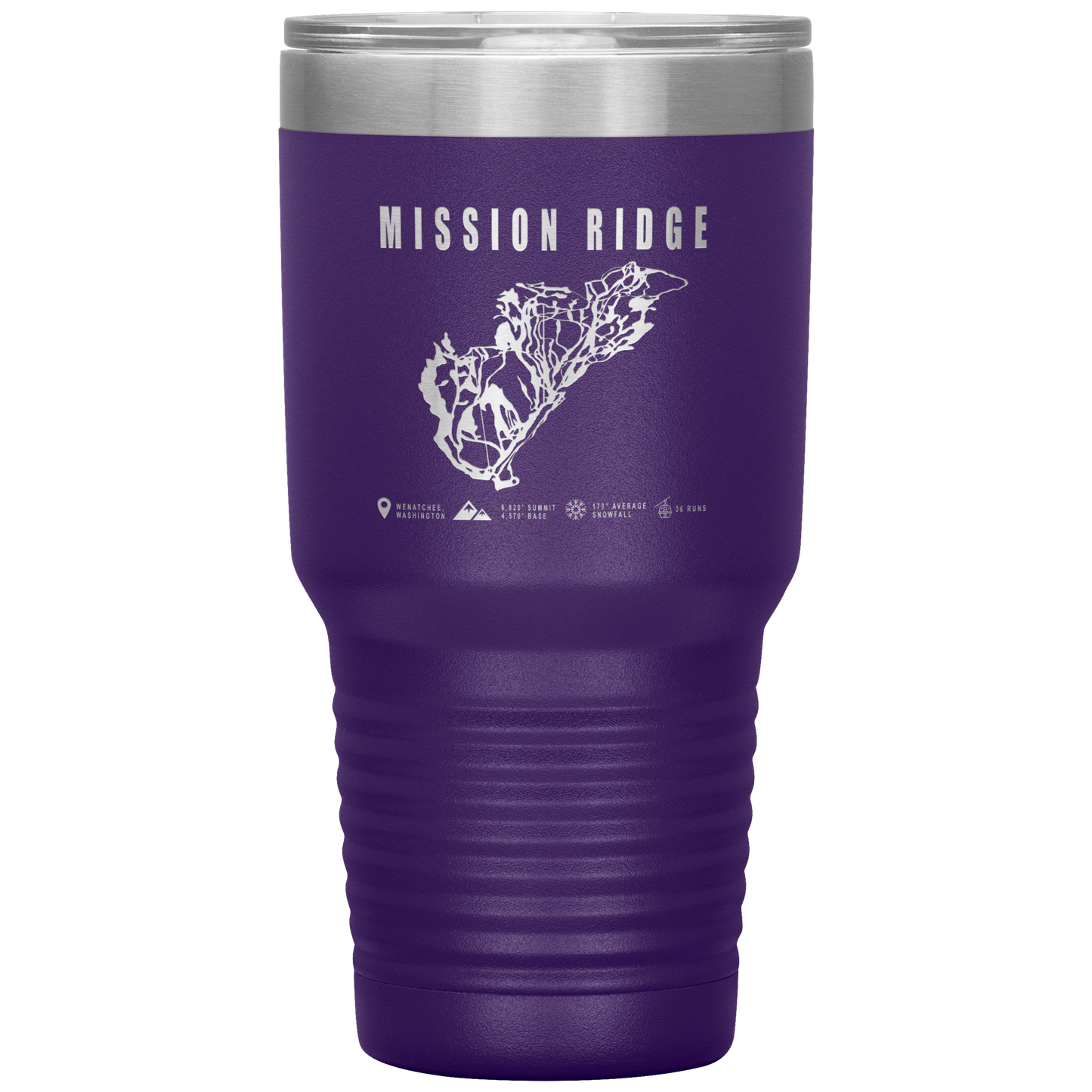 Mission Ridge, Washington Ski Trail Map 30oz Tumbler - Powderaddicts