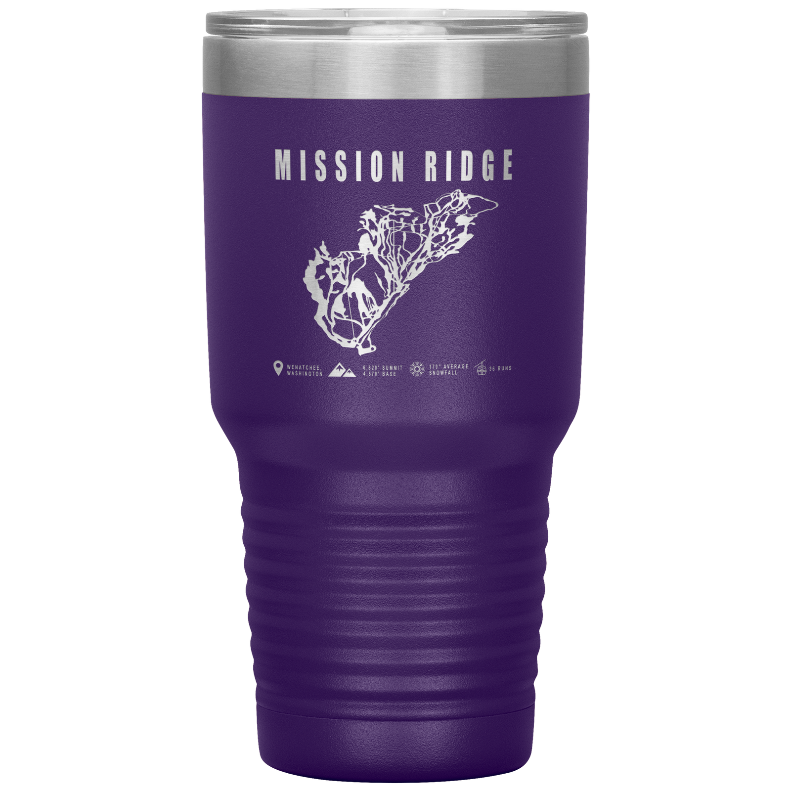 Mission Ridge, Washington Ski Trail Map 30oz Tumbler - Powderaddicts