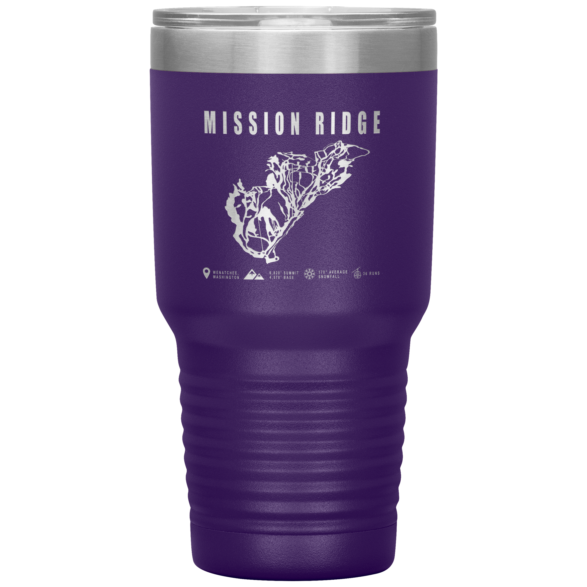 Mission Ridge, Washington Ski Trail Map 30oz Tumbler - Powderaddicts