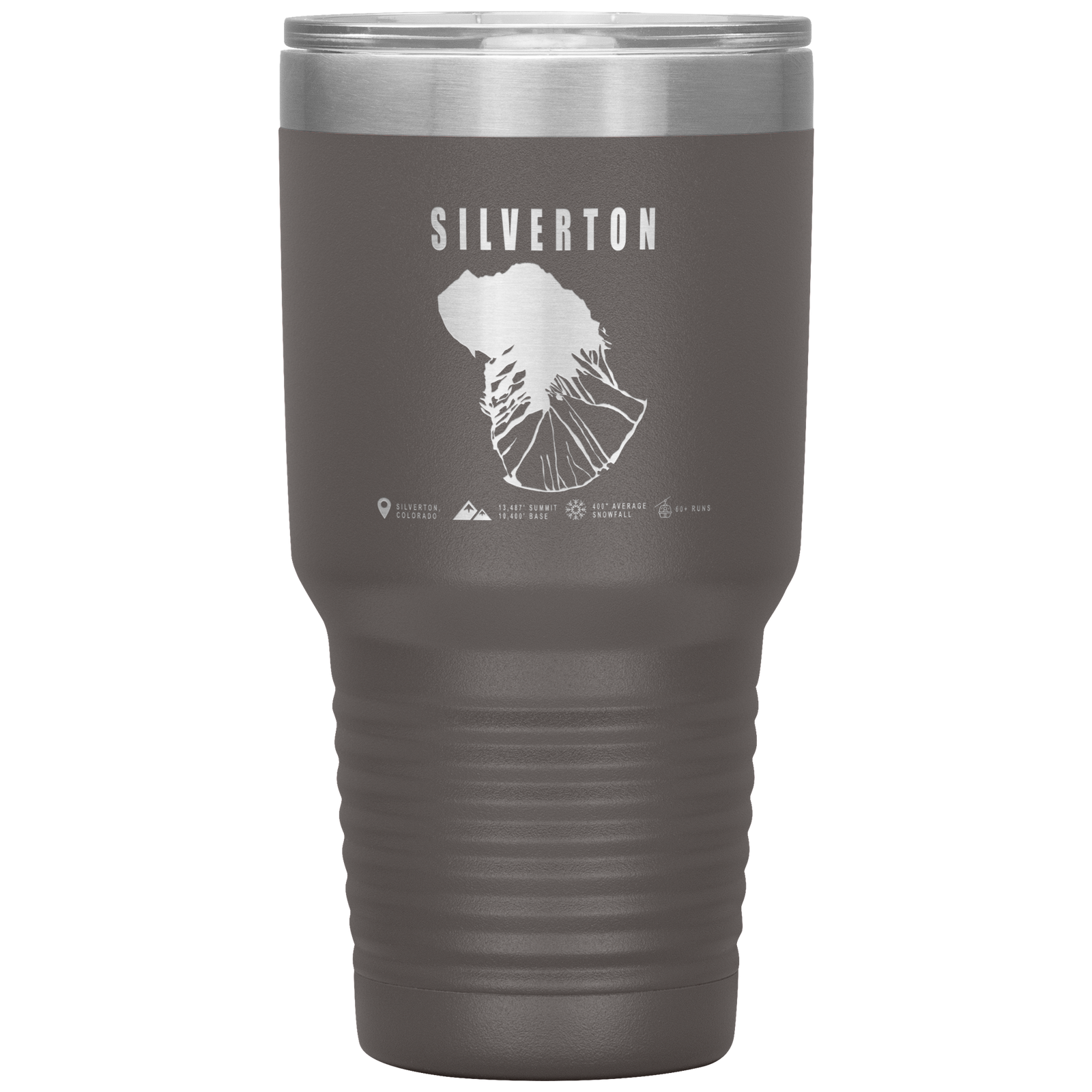 Silverton Colorado Ski Trail Map 30oz Tumbler - Powderaddicts