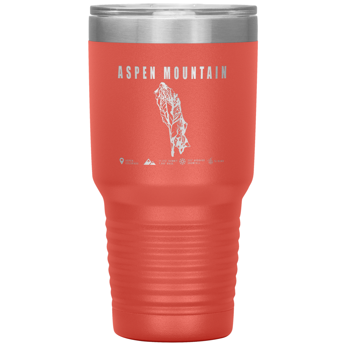 Aspen Mountain Colorado Ski Trail Map 30oz Tumbler - Powderaddicts