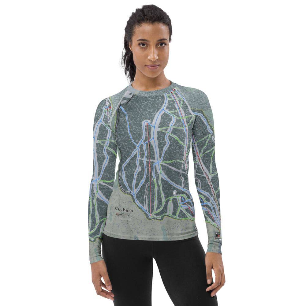 Cuchara, Colorado Ski Trail Map Women&#39;s Base Layer Top - Powderaddicts