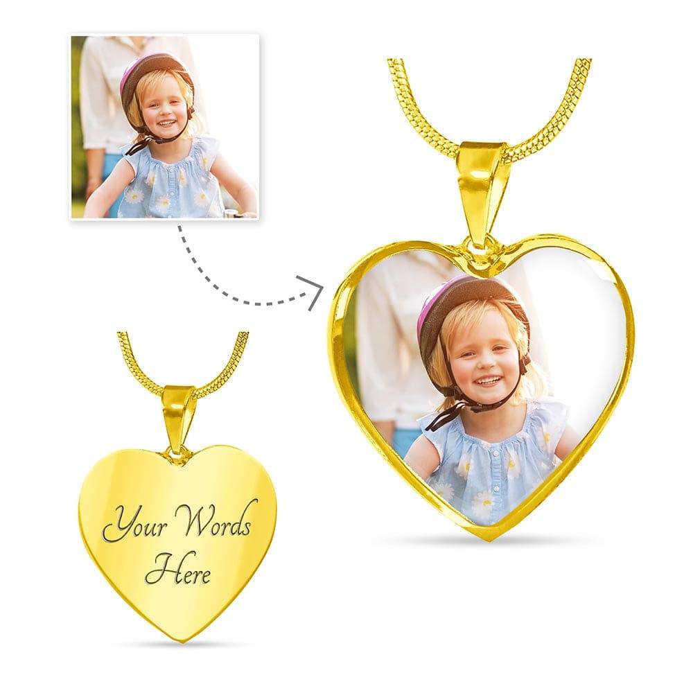 Custom Photo Heart Pendant Necklace - Powderaddicts