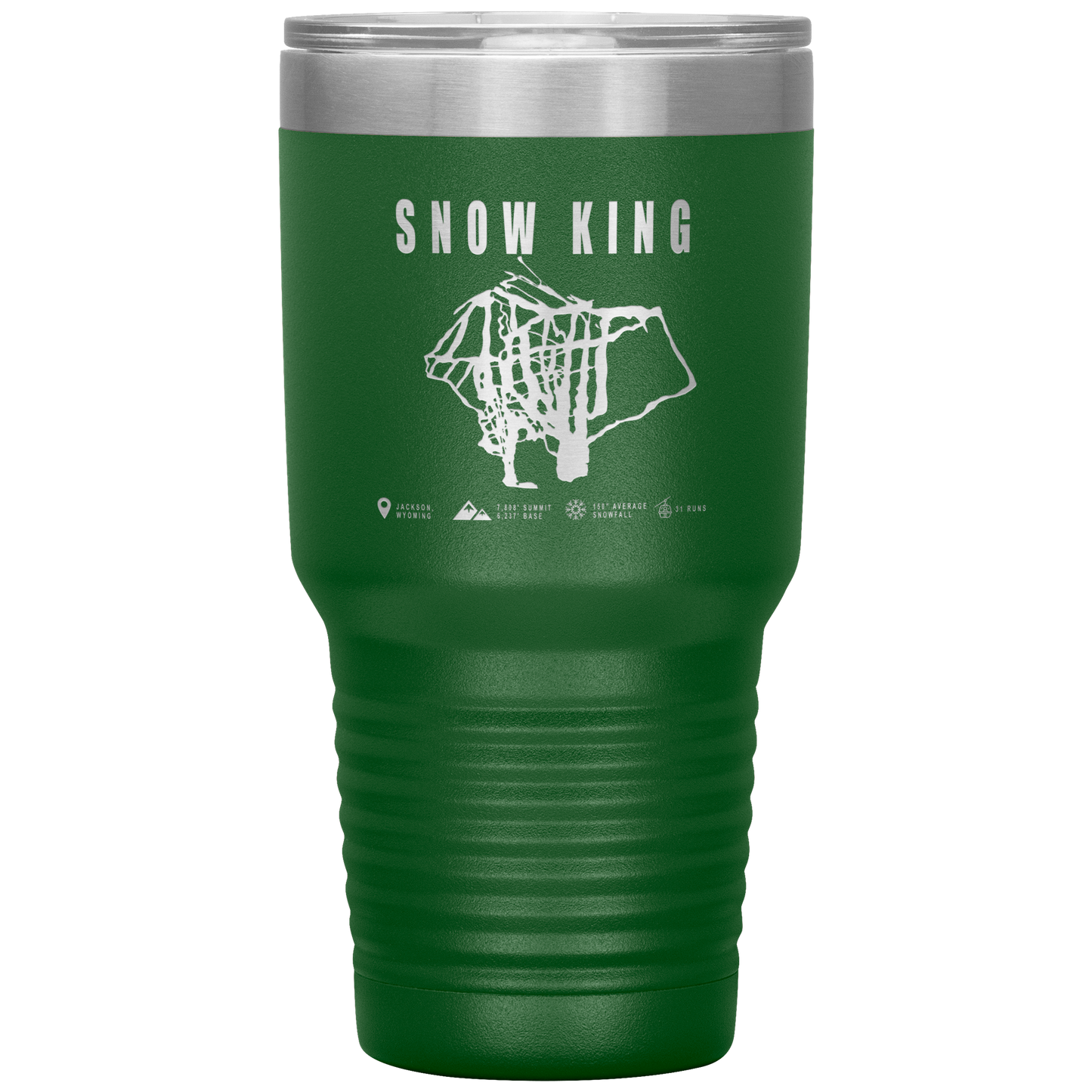Snow King Wyoming Ski Trail Map 30oz Tumbler - Powderaddicts