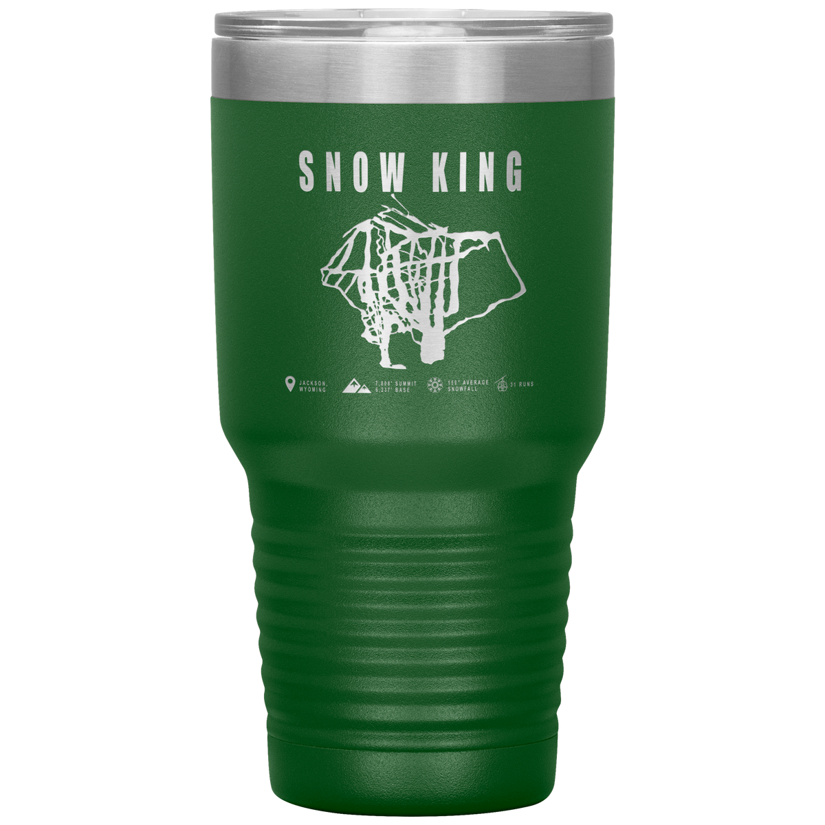 Snow King Wyoming Ski Trail Map 30oz Tumbler - Powderaddicts
