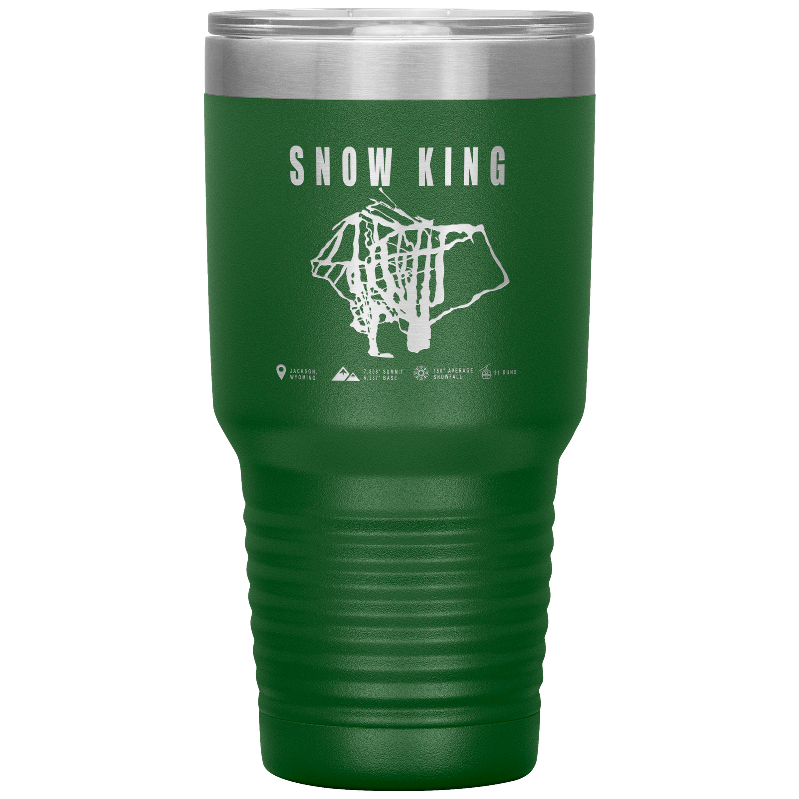 Snow King Wyoming Ski Trail Map 30oz Tumbler - Powderaddicts