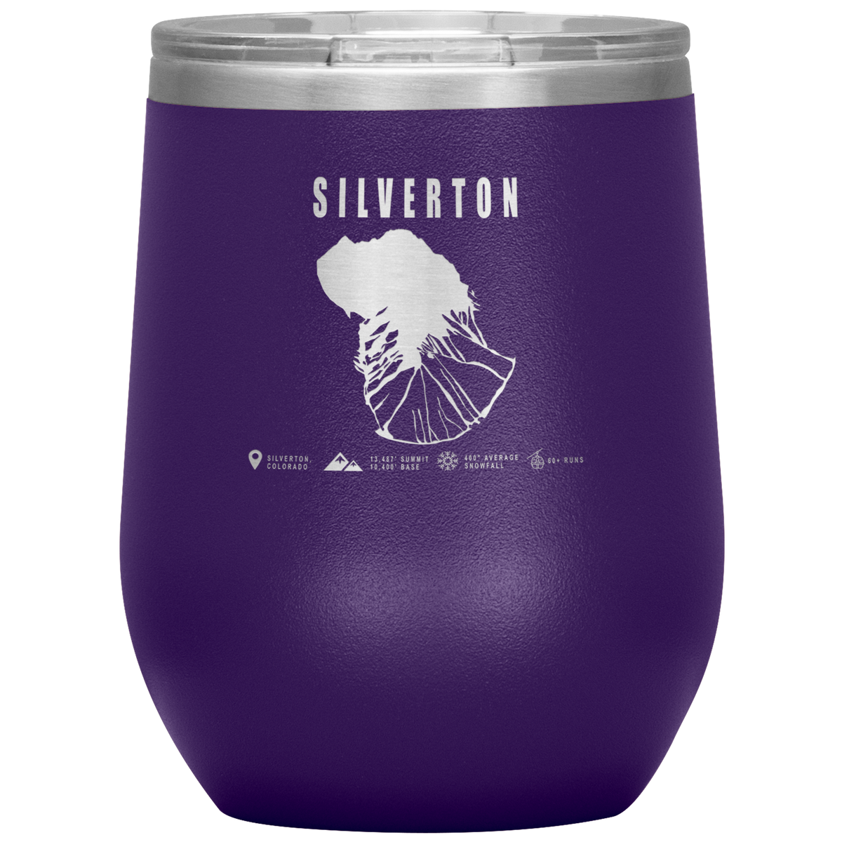 Silverton Colorado Ski Trail Map Wine 12oz Tumbler - Powderaddicts