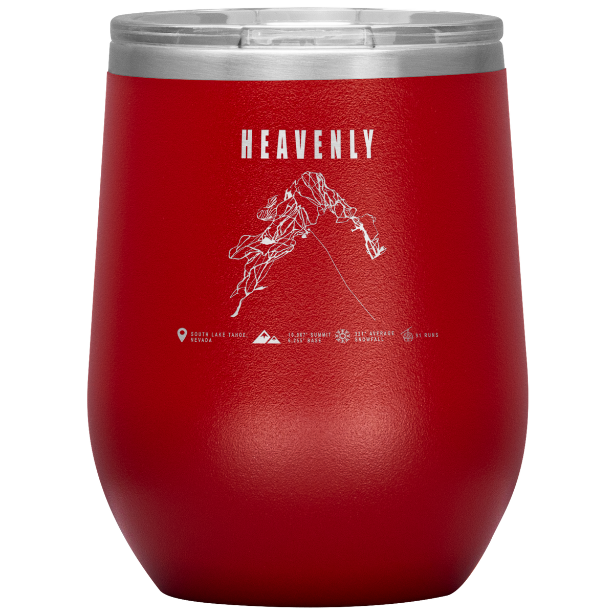 Heavenly, Nevada Ski Trail Map Wine 12oz Tumbler - Powderaddicts