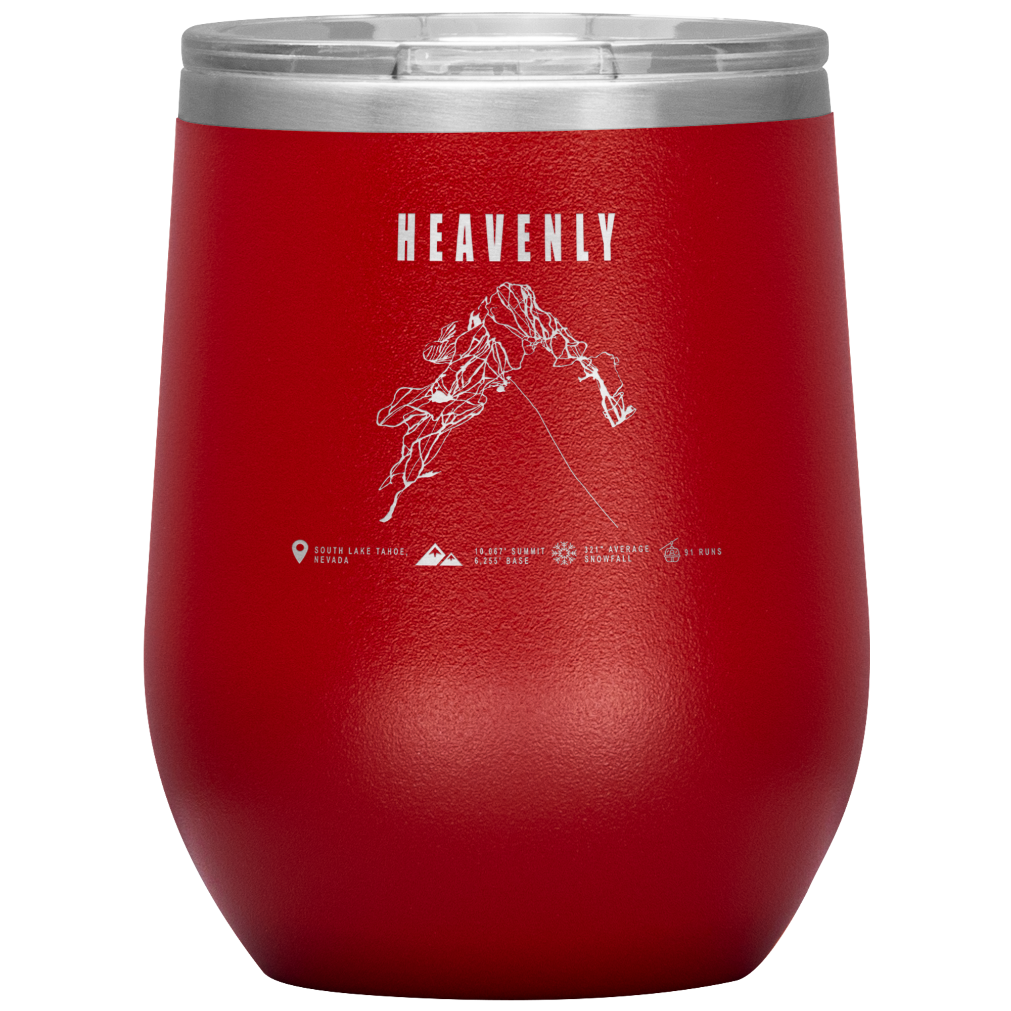 Heavenly, Nevada Ski Trail Map Wine 12oz Tumbler - Powderaddicts