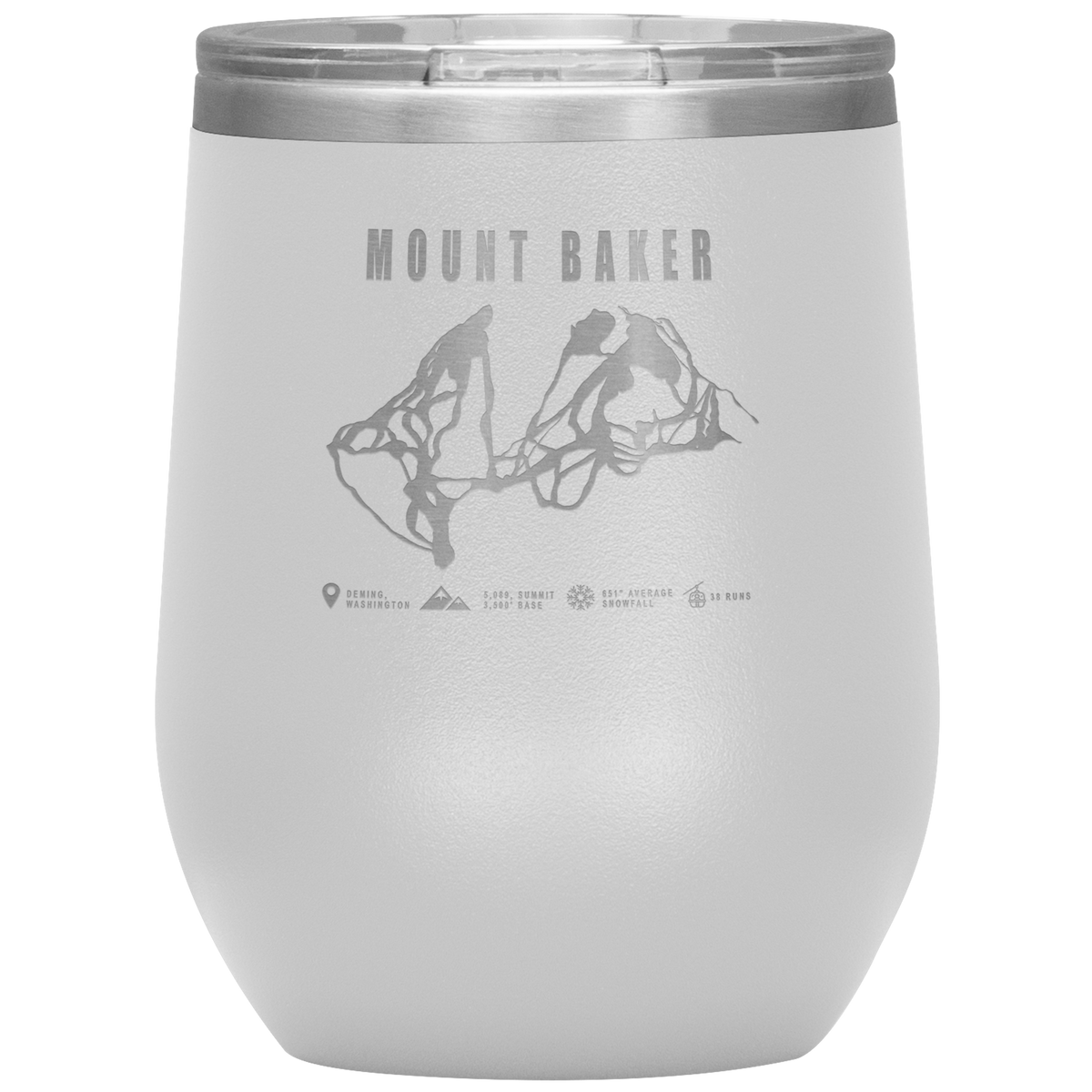 Mount Baker, Washington Ski Trail Map Wine 12oz Tumbler - Powderaddicts