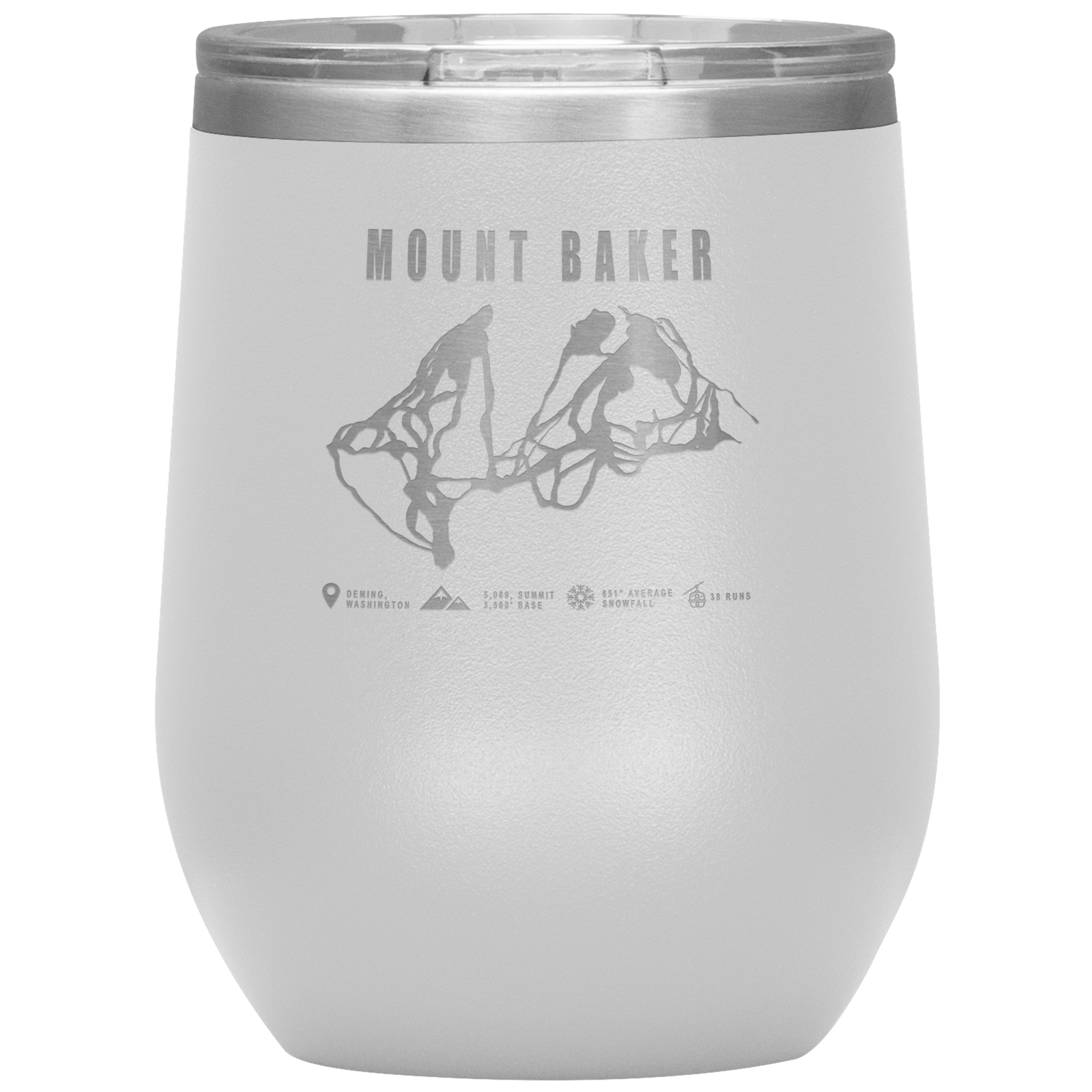 Mount Baker, Washington Ski Trail Map Wine 12oz Tumbler - Powderaddicts