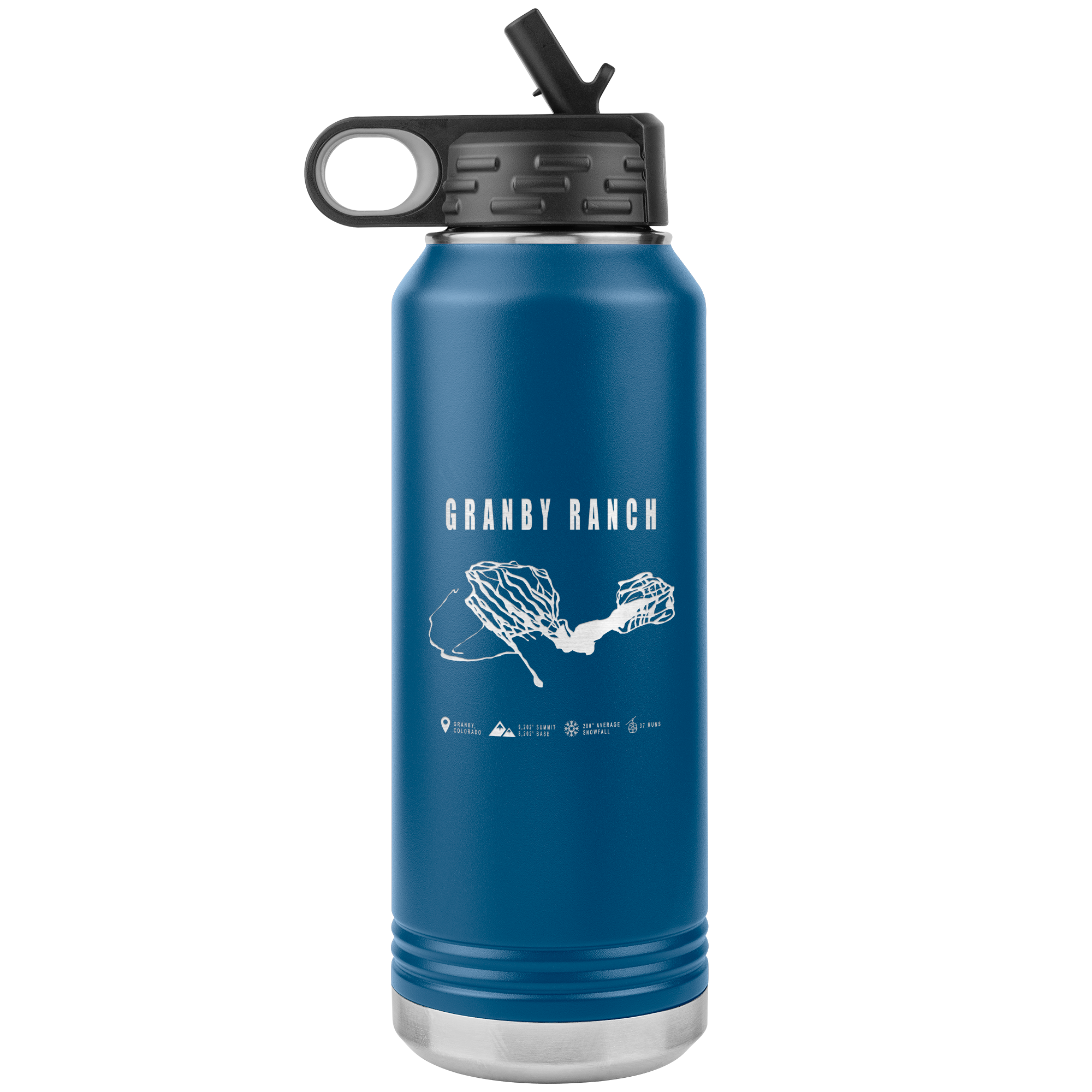 Granby Ranch Colorado Ski Trail Map 32oz Water Bottle Tumbler - Powderaddicts