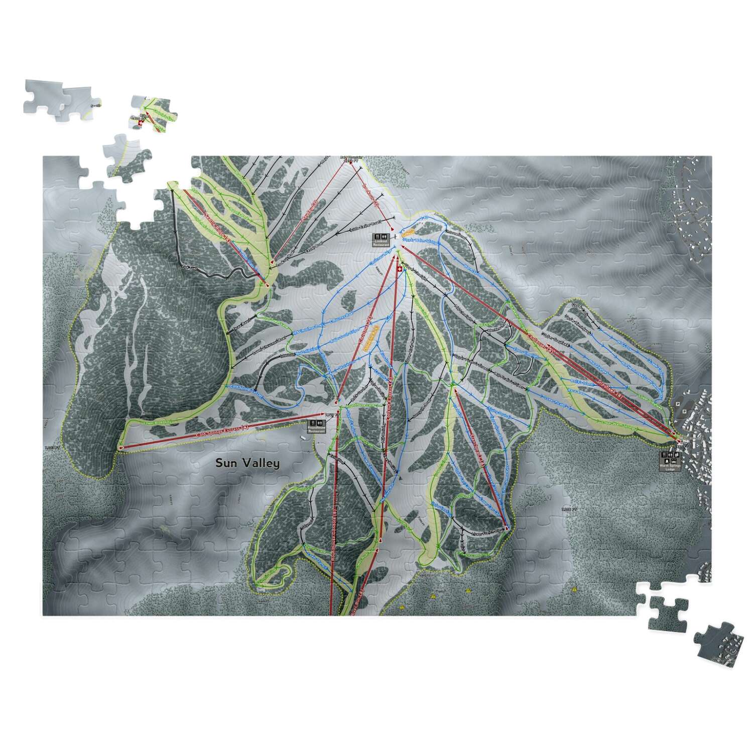 Sun Valley, Idaho Ski Trail Map Puzzle - Powderaddicts