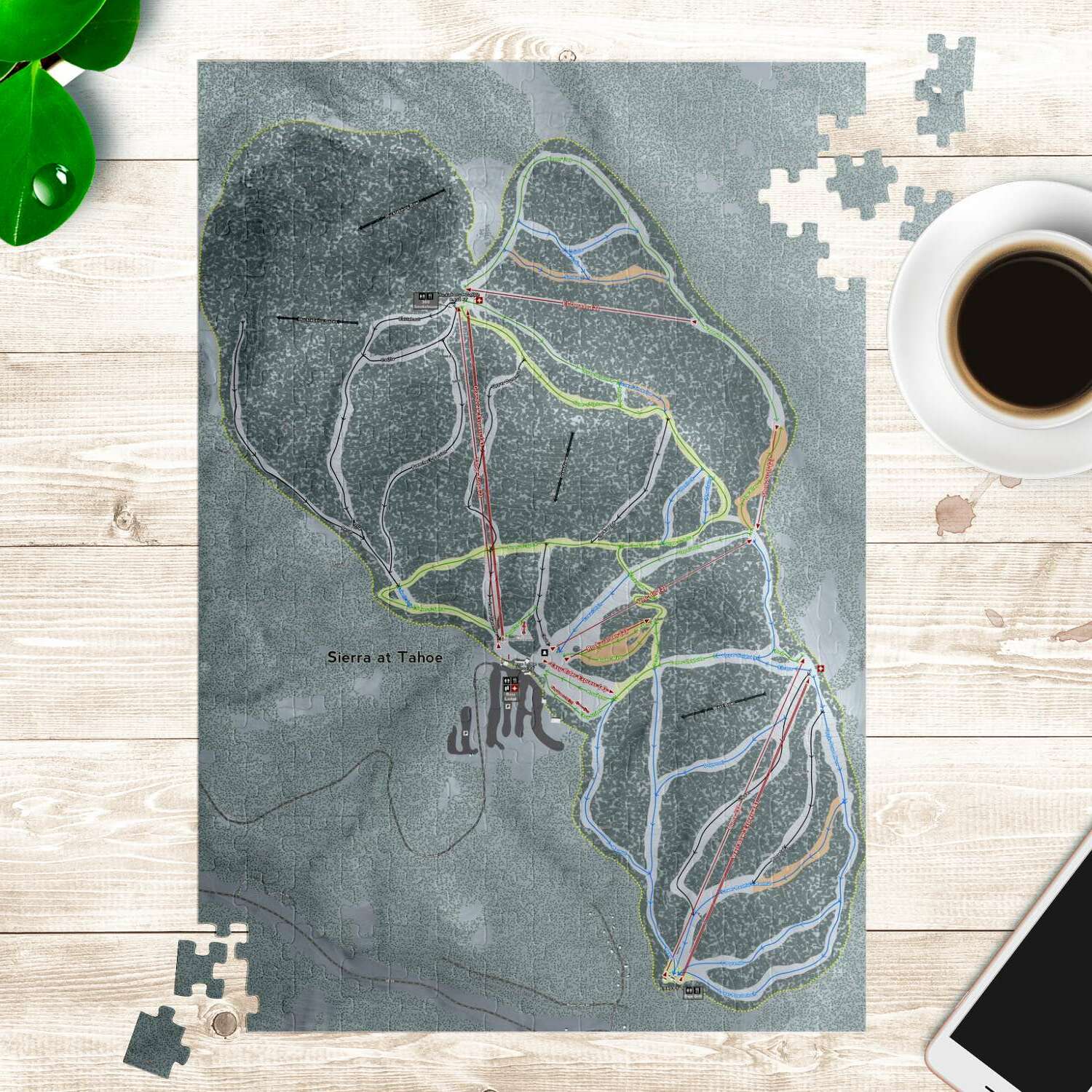 SIerra at Tahoe, California Ski Trail Map Puzzle - Powderaddicts
