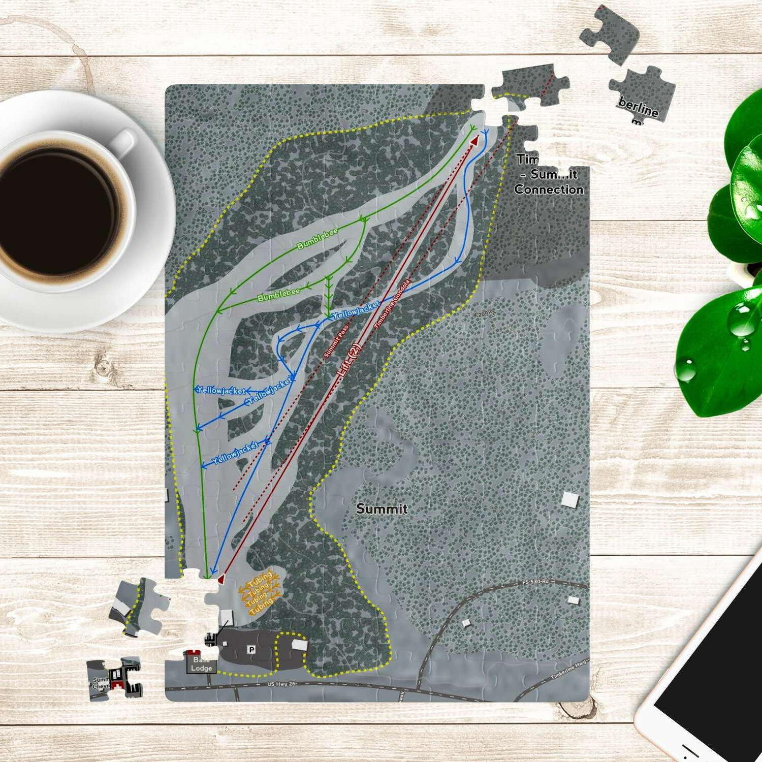 Summit, Oregon Ski Trail Map Puzzle - Powderaddicts
