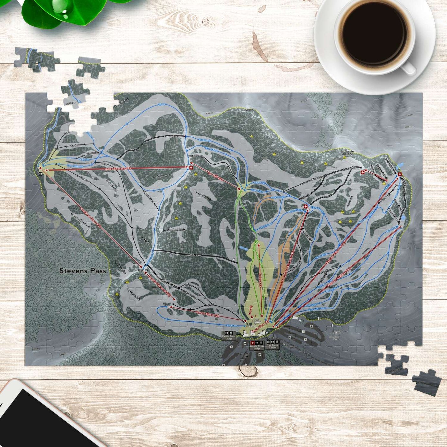 Stevens Pass Washington Ski Map Resort Puzzle - Powderaddicts