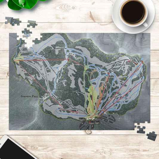 Stevens Pass Washington Ski Map Resort Puzzle - Powderaddicts
