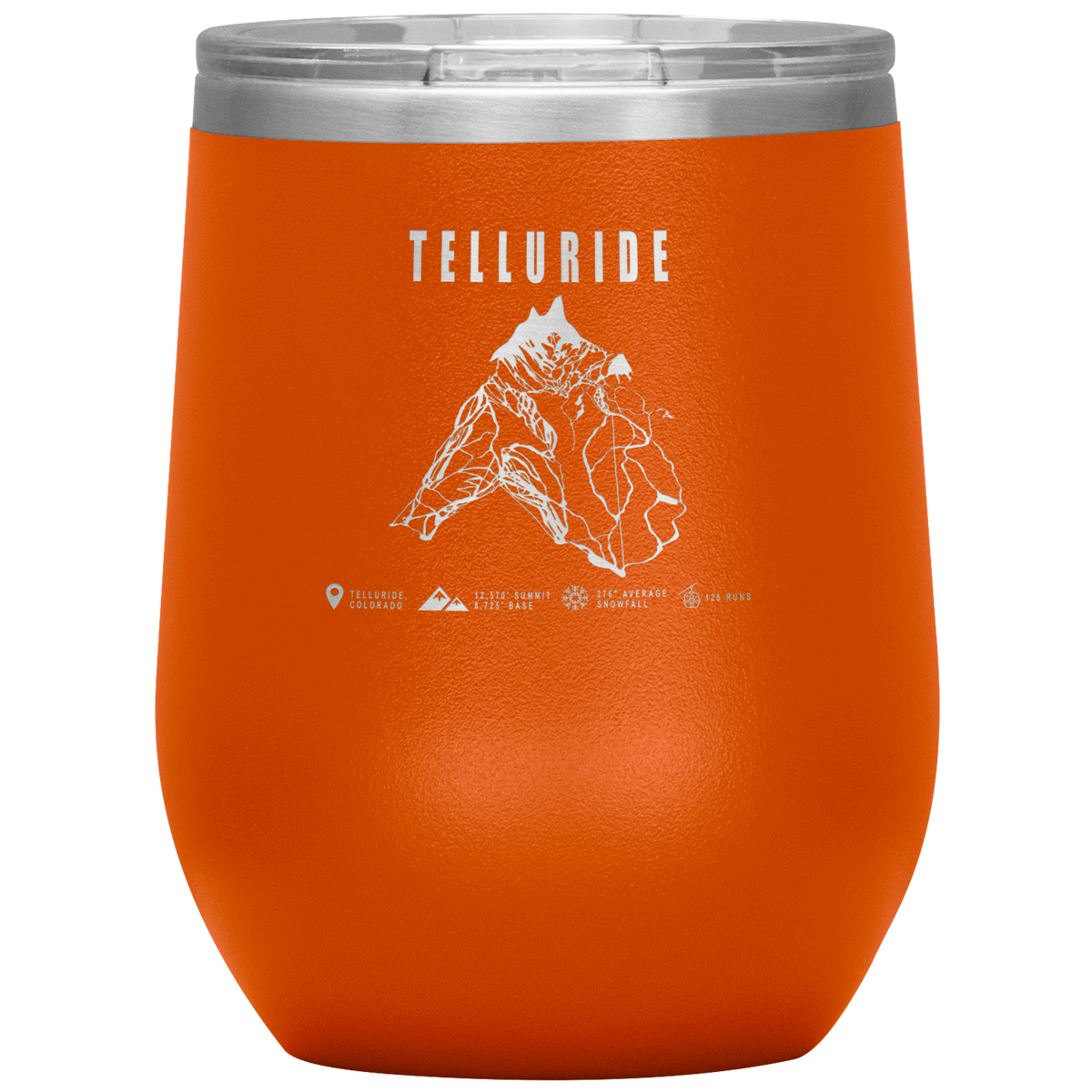 Telluride Colorado Ski Trail Map Wine 12oz Tumbler - Powderaddicts