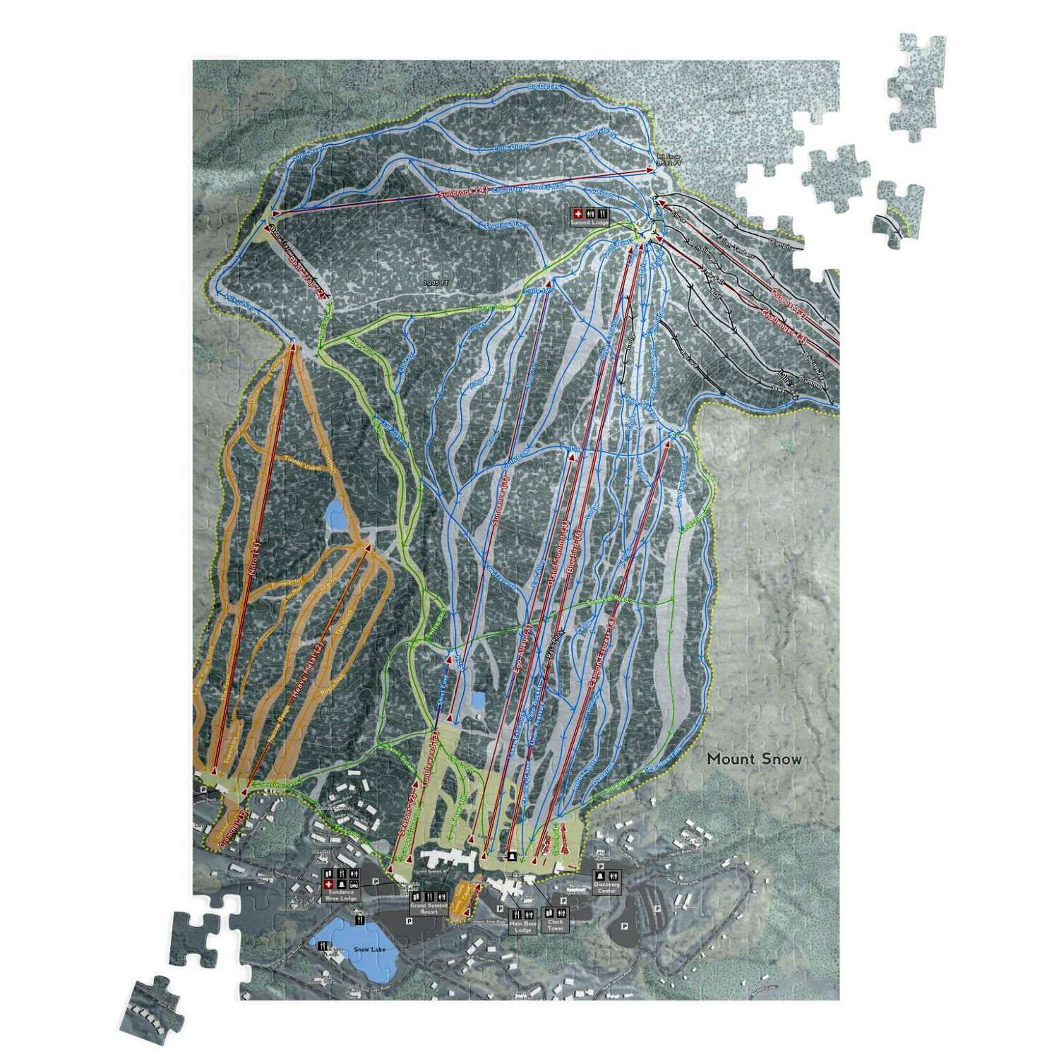 Mount Snow, Vermont Ski Trail Map Puzzle - Powderaddicts